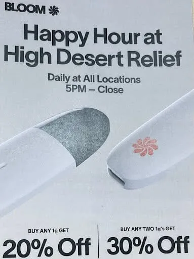 High Desert Relief: High Desert Happy Hour now 5PM-CLOSE