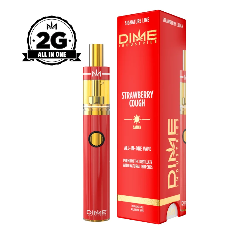 Dime Industries Strawberry Cough 2G All in One Device at High Desert Relief dispensaries in Albuquerque, Santa Fe and Hobbs