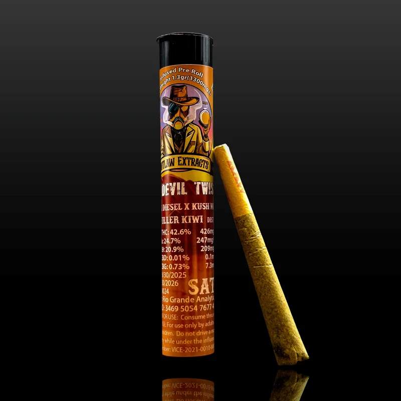 Outlaw Extracts Dare Devil Twister infused preroll at High Desert Relief