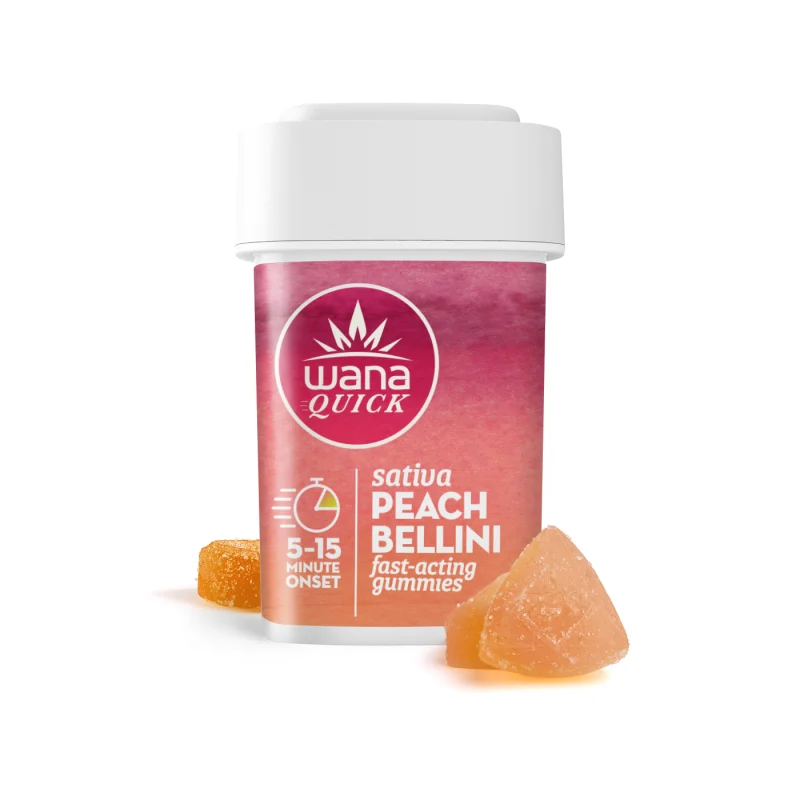 Wana Peach Bellini - Sativa [10pk] (100mg) at High Desert Relief dispensaries in Albuquerque, Santa Fe and Hobbs