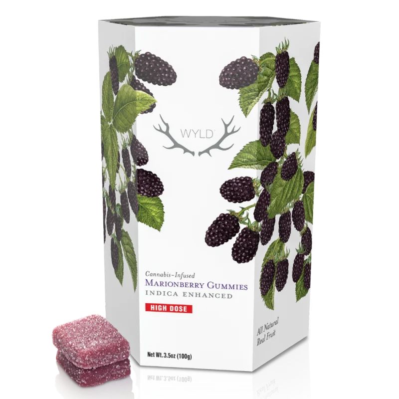 Wyld *High Dose* Marionberry Indica Enhanced Gummies | 1000mg at High Desert Relief dispensaries in Albuquerque, Santa Fe and Hobbs