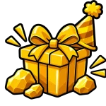 Gold gift box with nuggets for Gold Rush Rewards birthday nuggets