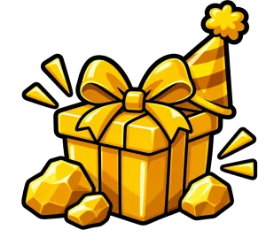 Gold gift box with nuggets for Gold Rush Rewards birthday nuggets