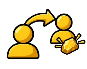 Refer a friend icon with a gold nugget