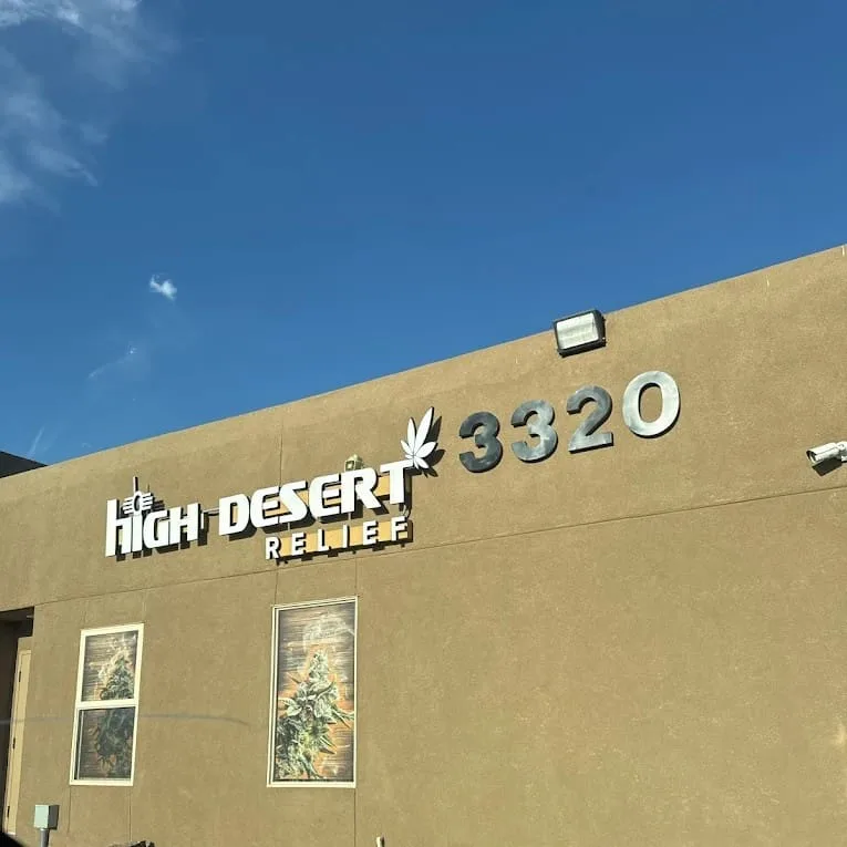 High Desert Relief dispensary sign at 3320 Coors Blvd NW, Albuquerque